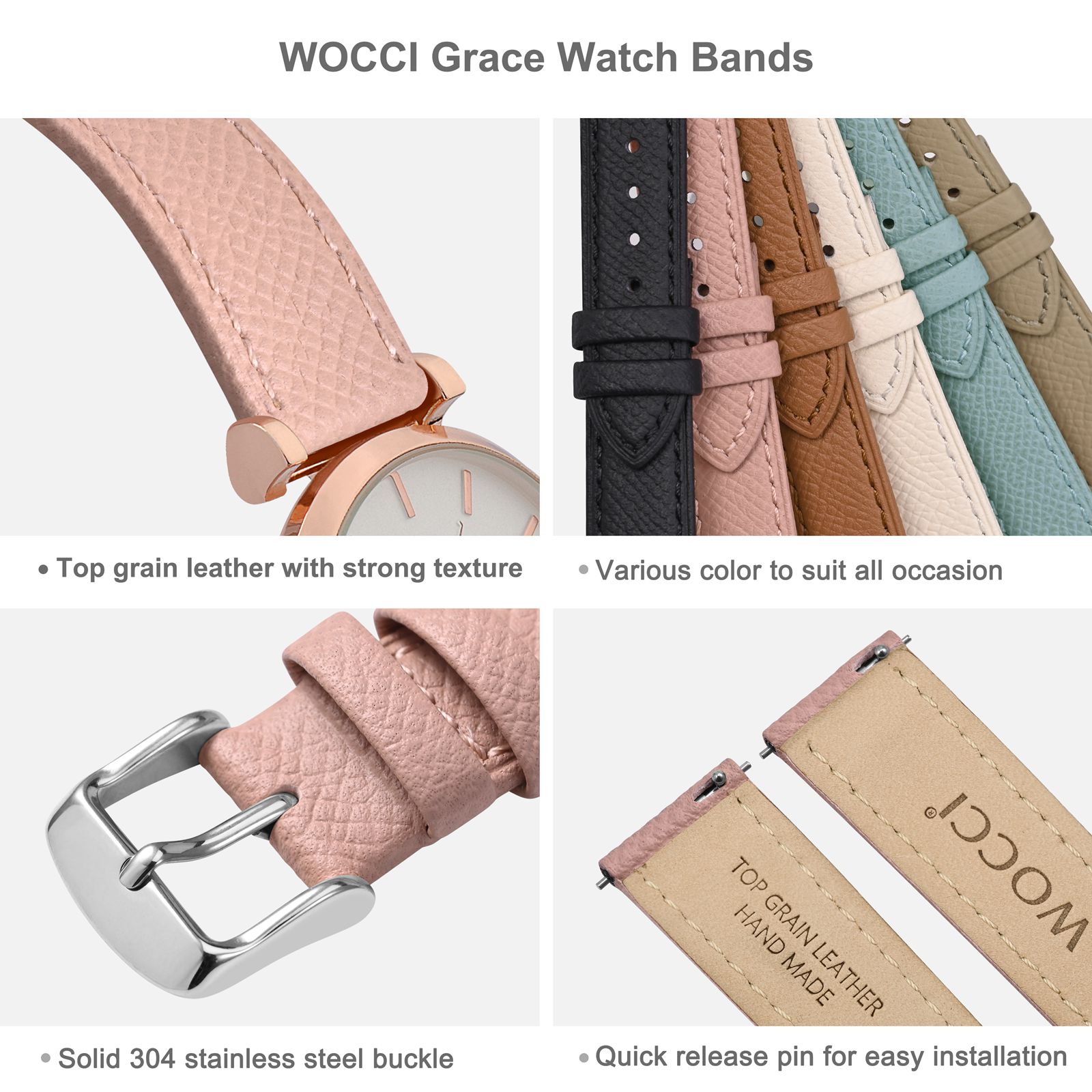 WOCCI Top Grain Leather Watch  - đánh giá và giá Leather Strap Quick Release