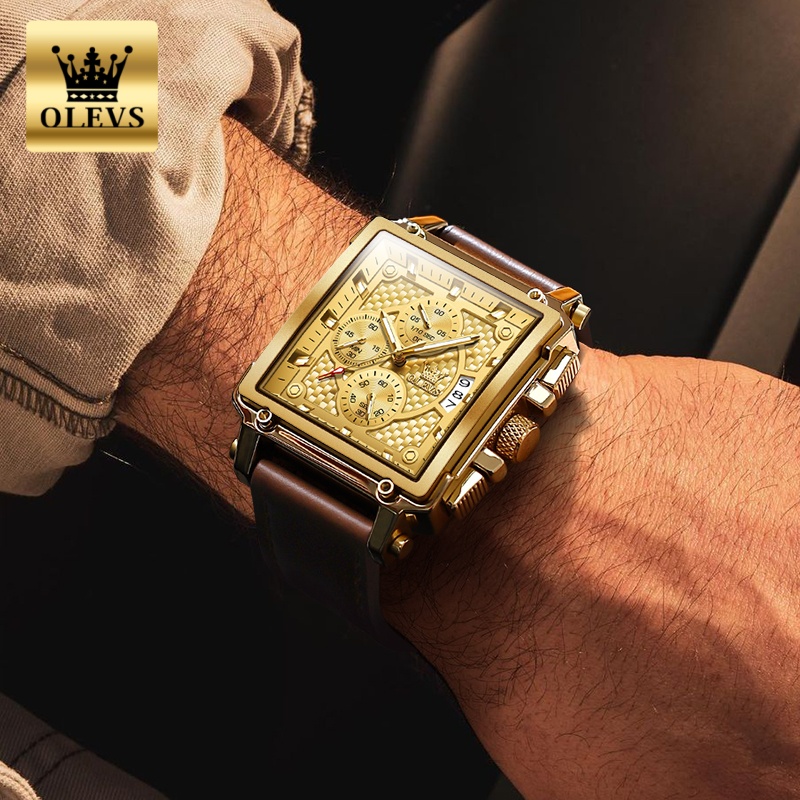 OLEVS Brand Mens Watches Water - đánh giá và giá Leather Watch Band Men